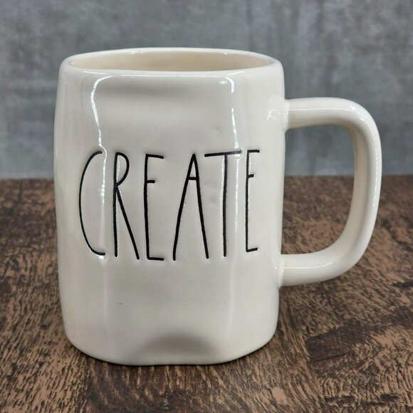 Rae Dunn CREATE LL Large Letter Mug Coffee Tea Cocoa Farmhouse Cream Black Big - Picture 1 of 7